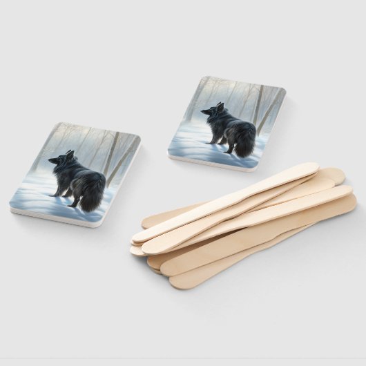 Belgische herdershond laat het sneeuwen Kerstmis Handwaaier (Niet-gemonteerd)