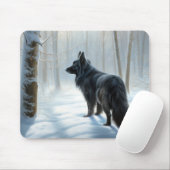 Belgische herdershond laat het sneeuwen Kerstmis Muismat (Met muis)