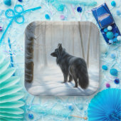 Belgische herdershond laat het sneeuwen Kerstmis Papieren Bordje (Feest)