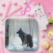 Belgische herdershond laat het sneeuwen Kerstmis Papieren Bordje (Feest)