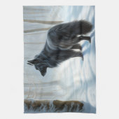 Belgische herdershond laat het sneeuwen Kerstmis Theedoek (Verticaal)