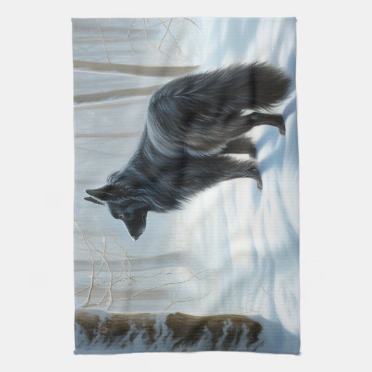 Belgische herdershond laat het sneeuwen Kerstmis Theedoek (Verticaal)