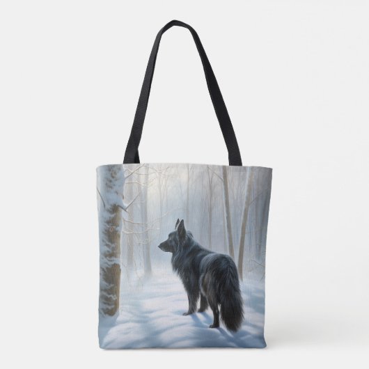 Belgische herdershond laat het sneeuwen Kerstmis Tote Bag (Achterkant)