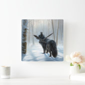 Belgische herdershond laat het sneeuwen Kerstmis Vierkante Klok (Huis)