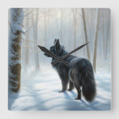 Belgische herdershond laat het sneeuwen Kerstmis Vierkante Klok (Voorkant)