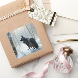 Belgische herdershond laat het sneeuwen Kerstmis Vierkante Sticker