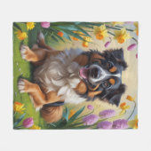 Belgische Herdershond Lente Bloemen Schilderij Fleece Deken (Voorkant (Horizontaal))