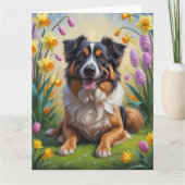 Belgische Herdershond Lente Bloemen Schilderij Kaart (Voorkant)