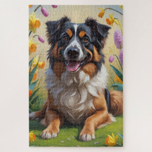 Belgische Herdershond Lente Bloemen Schilderij Legpuzzel