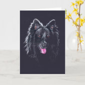 Belgische Herdershond op Zwarte Kaart (Gele Bloem)