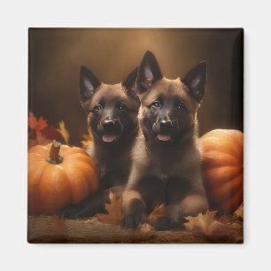 Belgische Herdershond Puppy Herfstplezier Pompoen Magneet