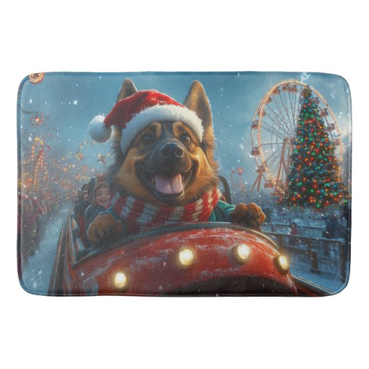 Belgische Herdershond Roller Coaster Kerstmis Badmat (Voorkant)