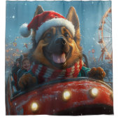 Belgische Herdershond Roller Coaster Kerstmis Douchegordijn (Voorkant)