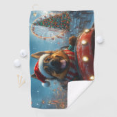 Belgische Herdershond Roller Coaster Kerstmis Golfhanddoek (Insitu)