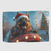 Belgische Herdershond Roller Coaster Kerstmis Golfhanddoek (Horizontaal)