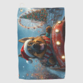 Belgische Herdershond Roller Coaster Kerstmis Golfhanddoek (Voorkant)