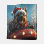 Belgische Herdershond Roller Coaster Kerstmis Keramisch Ornament (Links)
