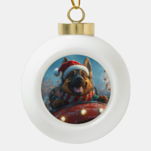 Belgische Herdershond Roller Coaster Kerstmis Keramische Bal Ornament