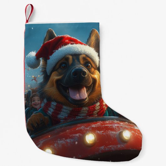 Belgische Herdershond Roller Coaster Kerstmis Kleine Kerstsok (Voorkant)