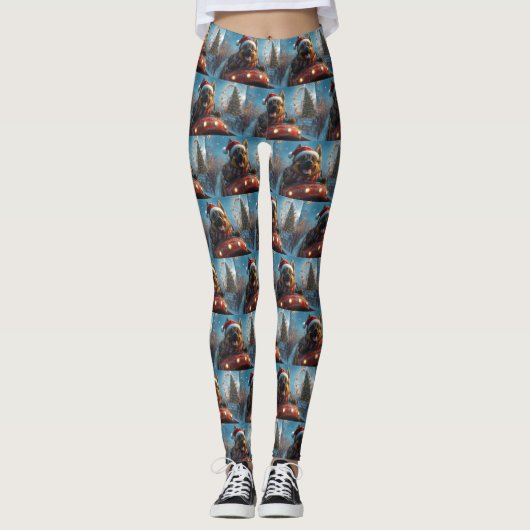 Belgische Herdershond Roller Coaster Kerstmis Leggings (Voorkant)