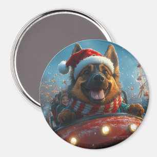 Belgische Herdershond Roller Coaster Kerstmis Magneet