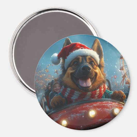 Belgische Herdershond Roller Coaster Kerstmis Magneet (Voorkant / Achterkant)