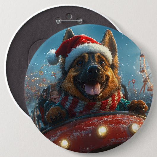 Belgische Herdershond Roller Coaster Kerstmis Ronde Button 6,0 Cm (Voorkant /achterkant)