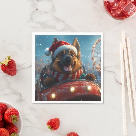 Belgische Herdershond Roller Coaster Kerstmis Servet (Insitu)