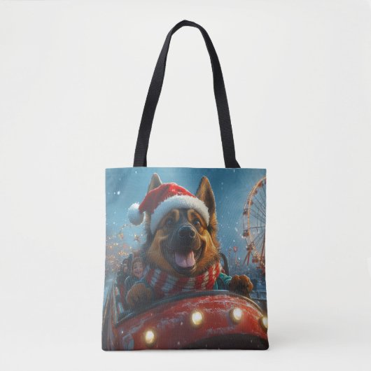 Belgische Herdershond Roller Coaster Kerstmis Tote Bag (Voorkant)