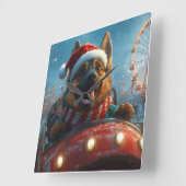 Belgische Herdershond Roller Coaster Kerstmis Vierkante Klok (Hoek)