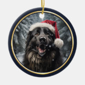 Belgische herdershond Santa Hat Winterbos Keramisch Ornament (Voorkant)