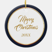 Belgische herdershond Santa Hat Winterbos Keramisch Ornament (Achterkant)