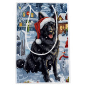 Belgische Herdershond Winter Wonderland Kerstmis Medium Cadeauzakje (Voorkant)