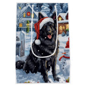 Belgische Herdershond Winter Wonderland Kerstmis Medium Cadeauzakje (Achterkant)