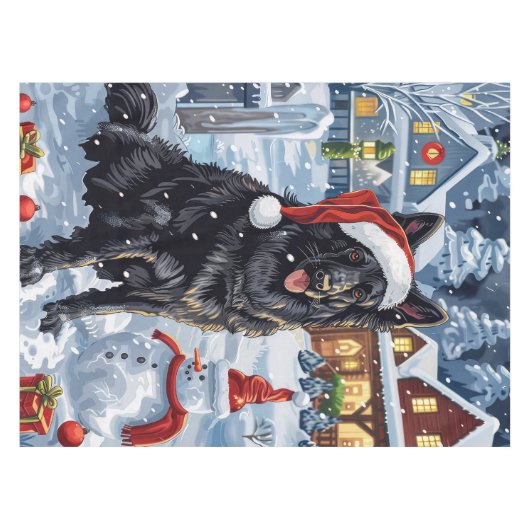 Belgische Herdershond Winter Wonderland Kerstmis Tafelkleed (Voorkant (Horizontaal))