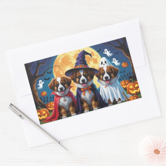 Belgische Herdershonden Pompoen Halloween Grappig Rechthoekige Sticker (Envelop)
