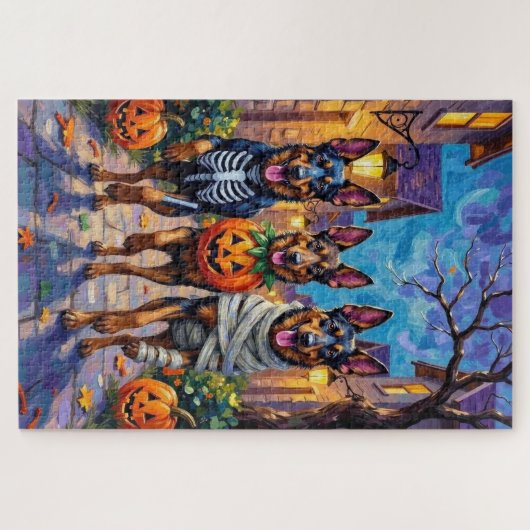 Belgische Herdershonden Trick-or-Treating Hallowee Legpuzzel (Horizontaal)