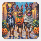 Belgische Herdershonden Trick-or-Treating Hallowee Vierkante Sticker (Voorkant)