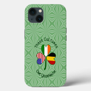 Belgische Ierse Amerikaanse Klaver Vlag Persoonlij iPhone 13 Hoesje