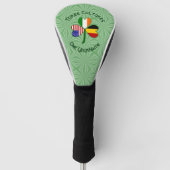 Belgische Ierse Amerikaanse vlaggen Shamrock geper Golfheadcover (Voorkant)