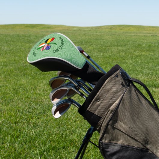 Belgische Ierse Amerikaanse vlaggen Shamrock geper Golfheadcover (Insitu)