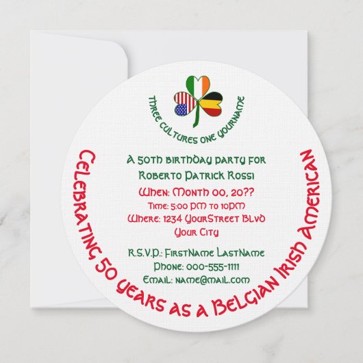 Belgische Ierse USA Shamrock gepersonaliseerde ver Kaart (Voorkant)