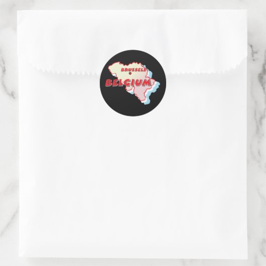 Belgische kaart ronde sticker (Tas)