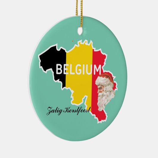 Belgische Kaart, Vlag, Kerstmis en Kerstmis Keramisch Ornament (Rechts)
