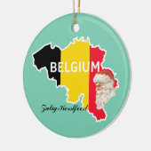 Belgische Kaart, Vlag, Kerstmis en Kerstmis Keramisch Ornament (Links)