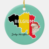 Belgische Kaart, Vlag, Kerstmis en Kerstmis Keramisch Ornament (Achterkant)