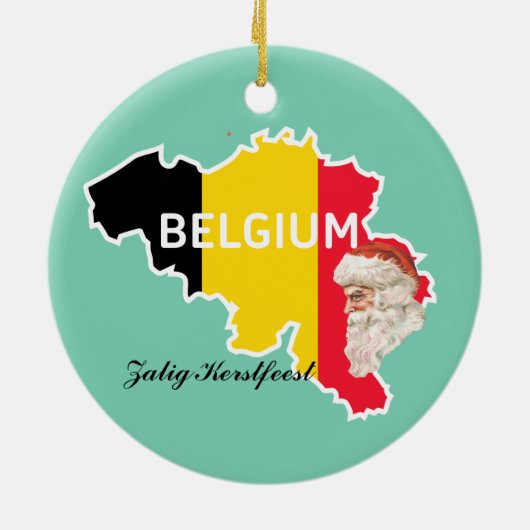 Belgische Kaart, Vlag, Kerstmis en Kerstmis Keramisch Ornament (Achterkant)