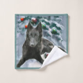 Belgische kersthond bad handdoek (Wasdoekje)