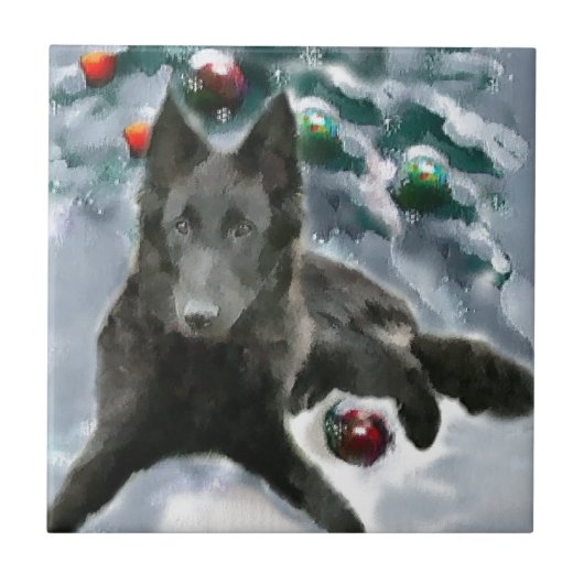 Belgische kersthond tegeltje (Voorkant)