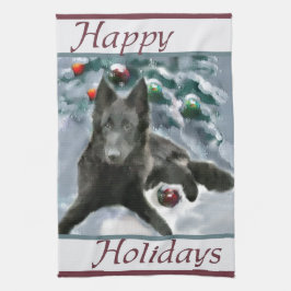 Belgische kersthond theedoek